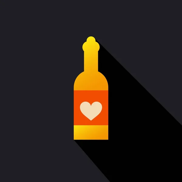 Иконка контура бутылки вина изолированы на заднем плане с сердцем на бутылке. Векторная иллюстрация . — стоковый вектор