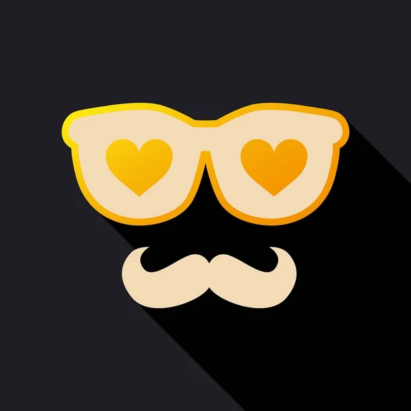 Серце сонцезахисні окуляри і борода ізольовані на білому — стоковий вектор