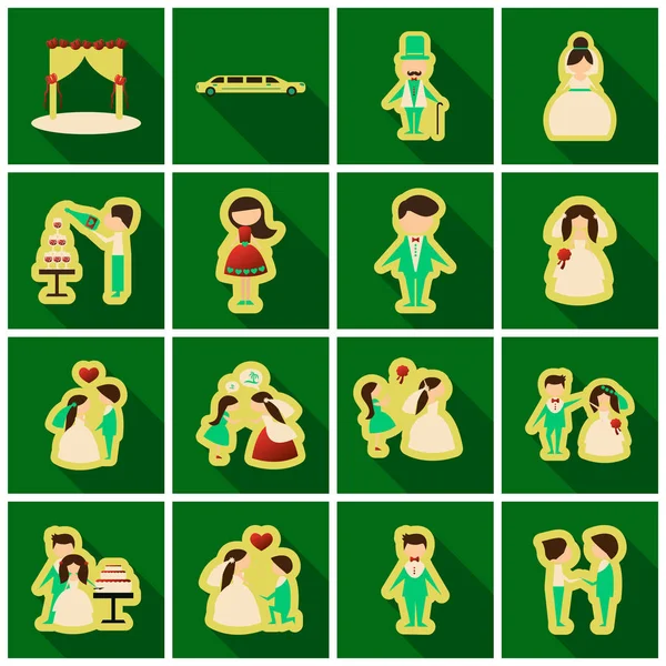 Conjunto de iconos web - Boda, matrimonio, novia — Archivo Imágenes Vectoriales