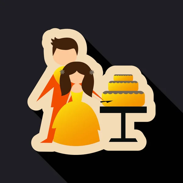 Nowożeńcy pokroić tort weselny — Wektor stockowy