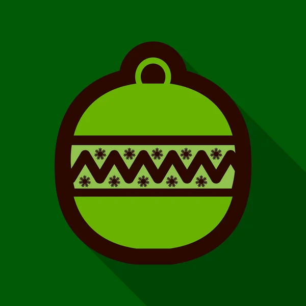Плоска ікона з тіньовим різдвяним м'ячем — стоковий вектор