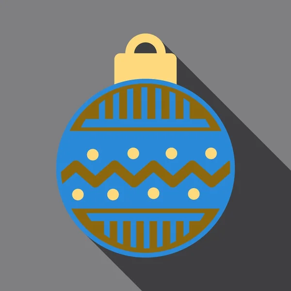 Icono plano con bola de Navidad sombra — Vector de stock