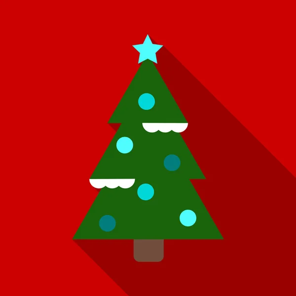 Επίπεδη εικόνα με Χριστουγεννιάτικο δέντρο σκιά — Διανυσματικό Αρχείο