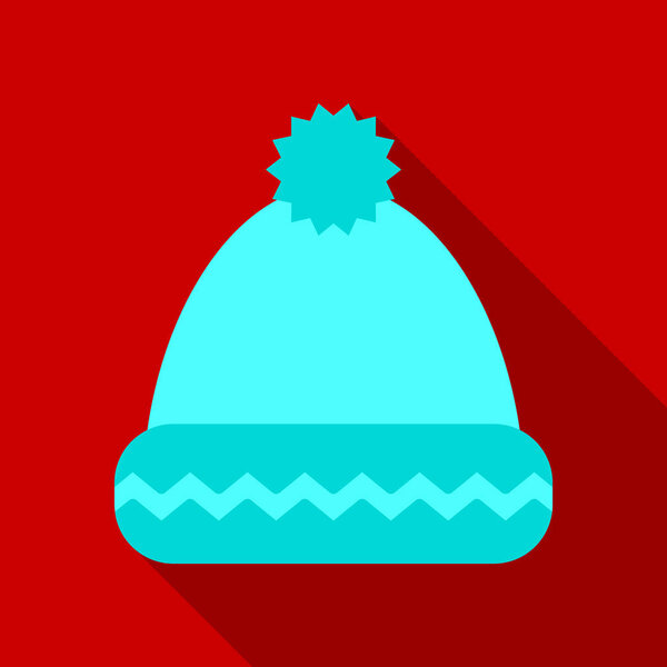 Winter hat on winter backdrop. Holiday card template. Retro style for Christmas and New Year design.