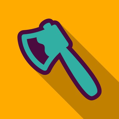 Gölge balta ile düz simgesi. Ağaç işleme veya oduncu amblem veya simge için öğe.