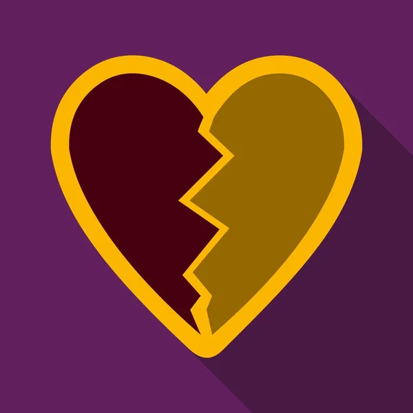 Flat icon with shadow broken heart — Stock Vector