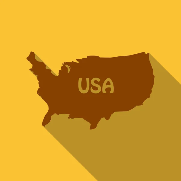 US-Landkarte im flachen Stil mit Schatten — Stockvektor