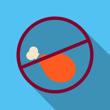 Tavuk kes. Hayvan et yasak. Çarpı işareti-tavuk budu.