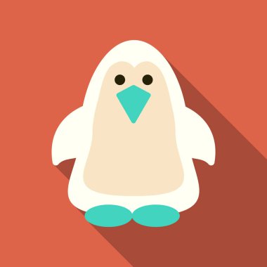 Sevimli penguen ikonu düz stil. Soğuk kış sembolü. Antarktika kuşu, hayvan çizimi.