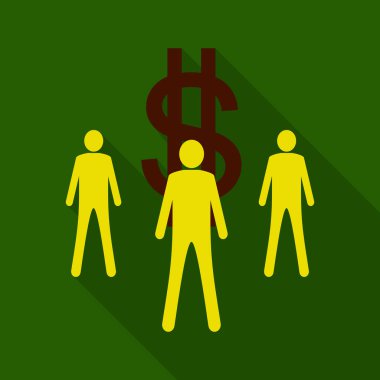 Businessmans gölge ile düz stilde parası.