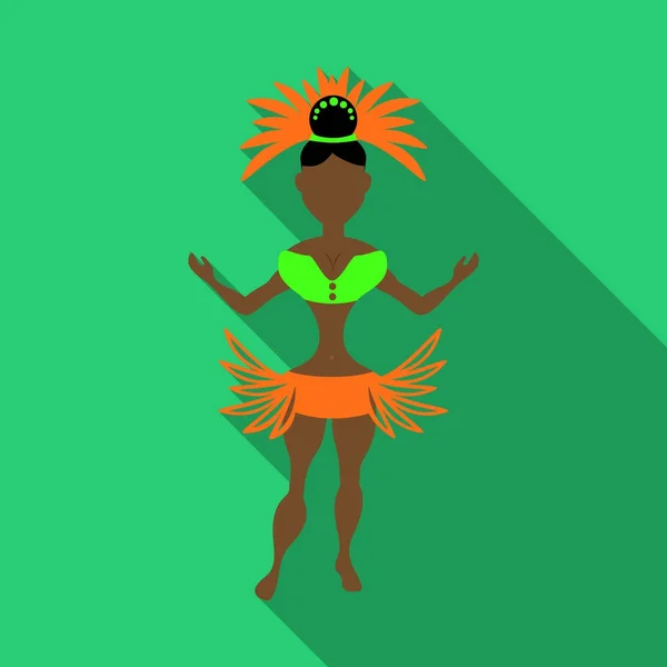 Bailarinas brasileñas de samba. Vector chicas de carnaval con un disfraz de festival está bailando . — Vector de stock