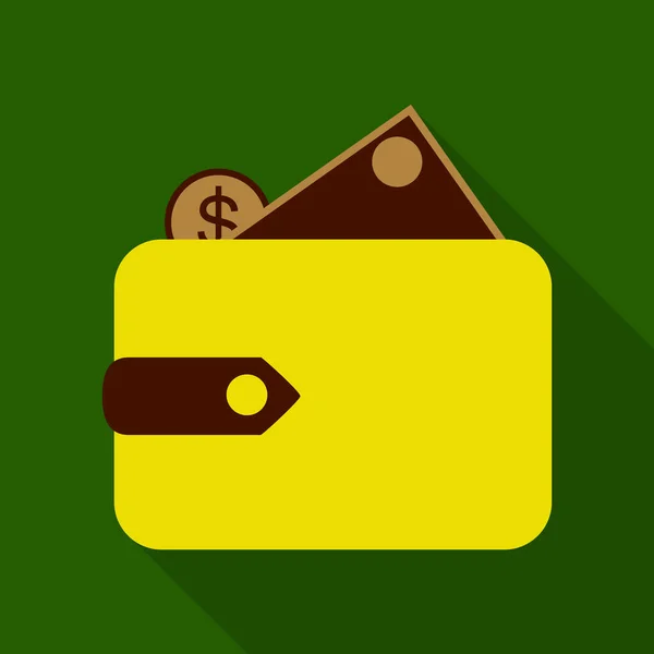 Brieftasche mit Geld-Dollar-Schein flaches Design, Vektorillustration — Stockvektor
