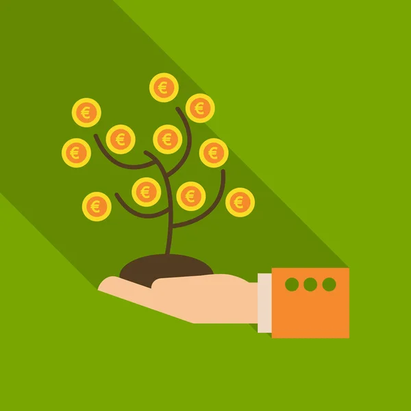 Árbol de dinero en estilo plano con sombra — Vector de stock