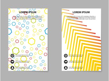 Soyut vektör iş şablonu ayarlayın. Broşür düzeni, modern kapak tasarımı, afişi, geometrik şekiller çizgiler doku arka plan ile.