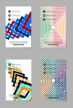 Soyut vektör iş şablonu ayarlayın. Broşür düzeni, modern kapak tasarımı, afişi, geometrik şekiller çizgiler doku arka plan ile.