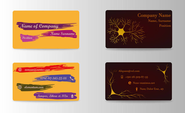 Набор шаблонов для печати творческих визитных карточек. трендовая векторная иллюстрация стиля. Канцелярский дизайн
