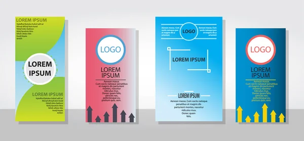 Conjunto de carteles volantes folleto folleto diseño de la cubierta con elementos gráficos en negro, rojo, esquema de color turquesa, plantilla de vector en tamaño A4 — Vector de stock