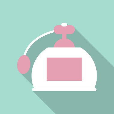 Kadın parfüm şişesi. Vektör moda kozmetik çizim. Suluboya nane yazdırma. Güzellik el parfüm hediye dekorasyon çekilmiş. Kozmetik simgesi