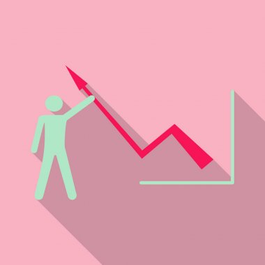 Adam zamanlama grafik tablo vektör üzerinde tutar. Ekonomik görselleştirme bilgi, iş rapor grafik illüstrasyon