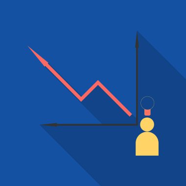 Düşünen adam üzerinde tablo vektör grafiğine zamanlama. Ekonomik görselleştirme bilgi, iş rapor grafik illüstrasyon