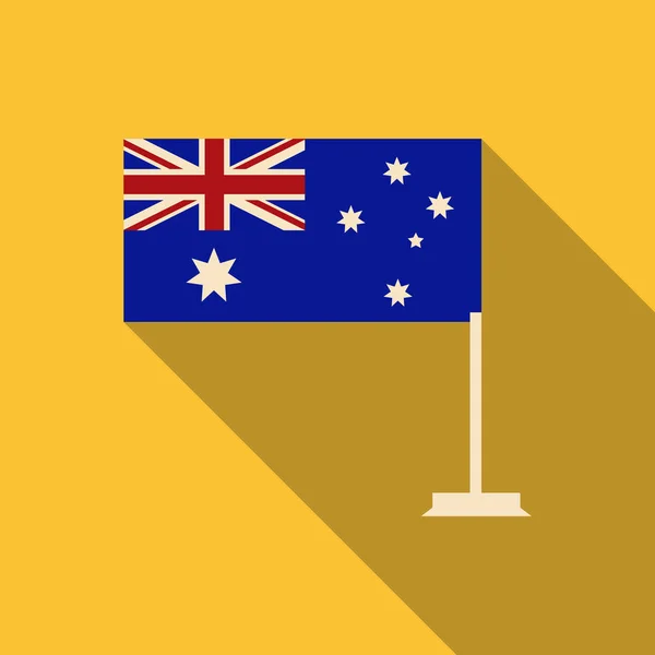 Bandeira da Austrália em estilo plano com sombra longa — Vetor de Stock