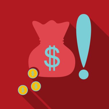 Altın sikke ile büyük para çantası. Vektör çizim gölge ile