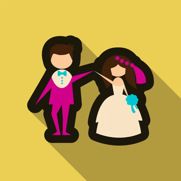 Nygift par med sløyfe – stockvektor