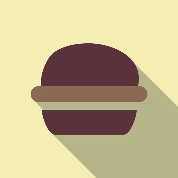 Hamburger-Ikone im flachen Stil mit langem Schatten — Stockvektor