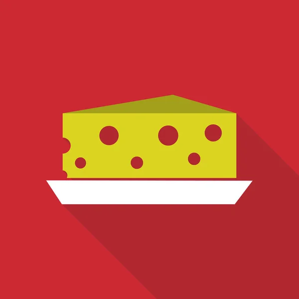 Morceau de fromage sur l'assiette avec ombre — Image vectorielle