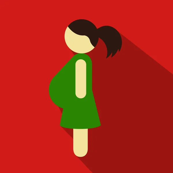 Femme enceinte en robe rouge isolée sur blanc. Illustration vectorielle . — Image vectorielle