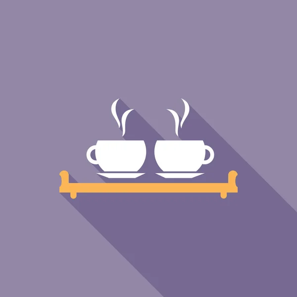 Кофейный столик с двумя чашками горячего кофе — стоковый вектор
