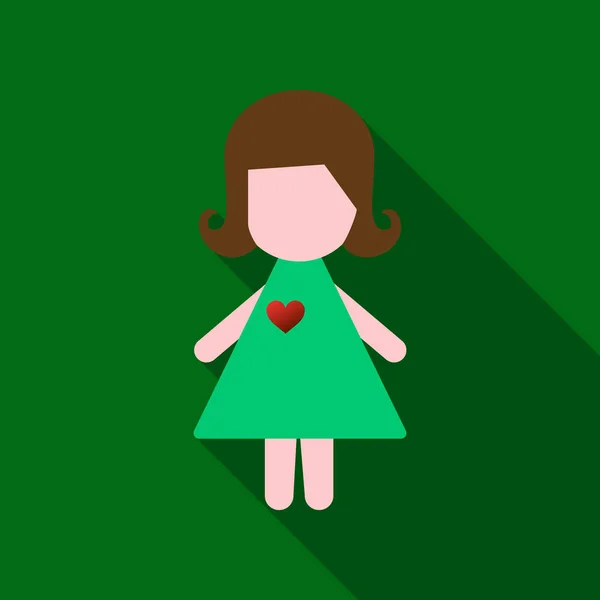 Valentinstag - süßes Mädchen mit Herz auf dem Kleid — Stockvektor