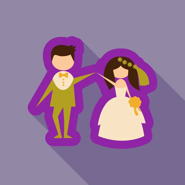 Μόλις παντρεμένο ζευγάρι με κορδέλα — Διανυσματικό Αρχείο