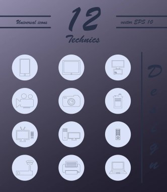 Bilgisayar donanım ve elektronik parçaları benzersiz ince çizgi simgeler kümesi. Premium Kalite anahat simgesi derleme.