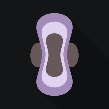 Kadın hijyen ped vektör simgesi gölge zemin üzerine izole. Hijyen ped türü, kadın hijyen hijyenik peçete ürün. Düz stil öğesinde kişisel hijyen.