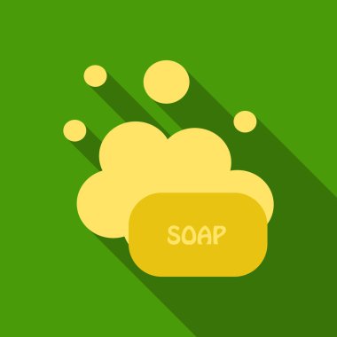 Düz simgesi, sabun köpüğü sabun, gölge illüstrasyon vektör