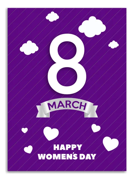 8 de marzo. Día Internacional de la Mujer. Feliz Día de las Madres. Número 8 con nubes — Vector de stock
