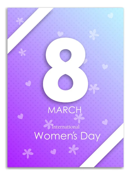 8 de marzo. Día Internacional de la Mujer. Feliz Día de las Madres. Número 8 con texto de cinta sobre fondo aqua — Vector de stock