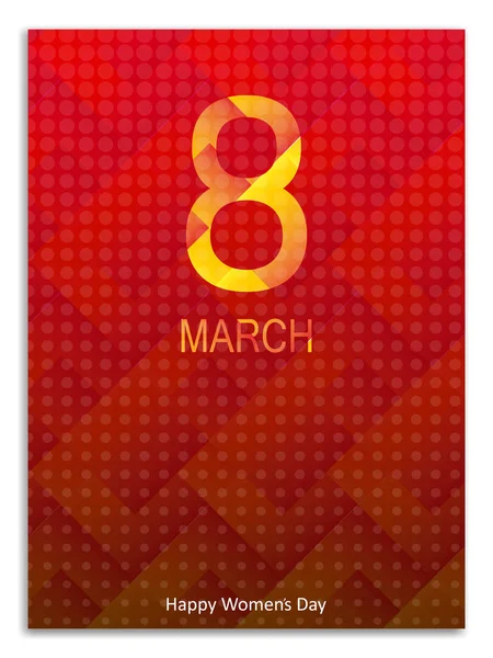 Estilo rojo 8 marzo folleto pancarta. 8 marzo felicitación postal — Vector de stock