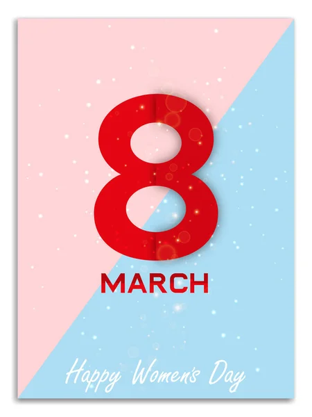 8 Marzo plantilla de tarjeta de felicitación. Folleto de día internacional para mujer, póster, folleto o invitación. Ilustración vectorial . — Vector de stock