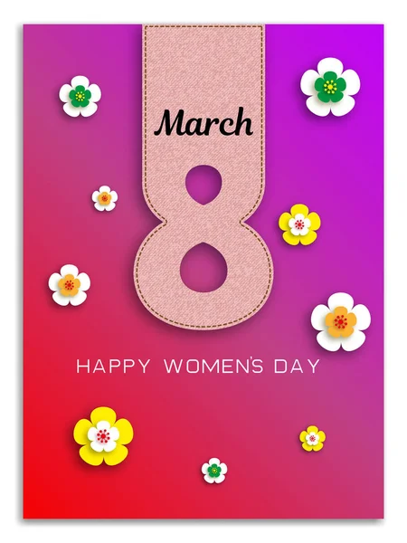 3 월 8 일입니다. 국제 여성의 날입니다. 벡터 봄 휴가 그림. 종이 컷아웃 번호 8. 종이 접기 스타일 배너입니다. 페미니즘 개념입니다. 8 3 월 장식 — 스톡 벡터