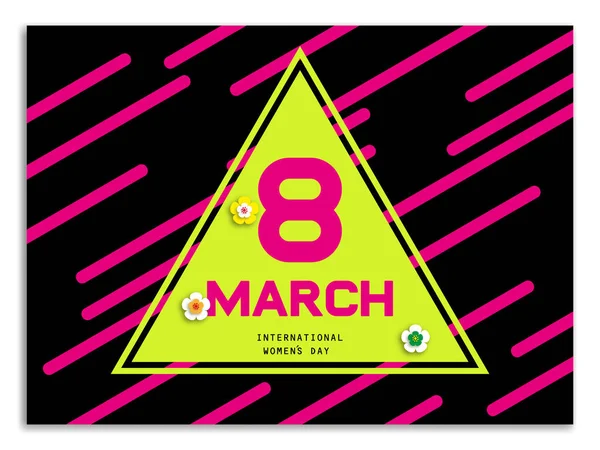 Vektor 8 mars kvinnodagen gratulationskort på suddig bakgrund vykort. Perfekt som inbjudan eller tillkännagivande. — Stock vektor