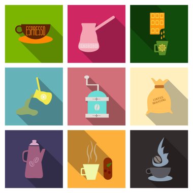 Kafe illüstrasyon tasarım elemanları vintage vektörü