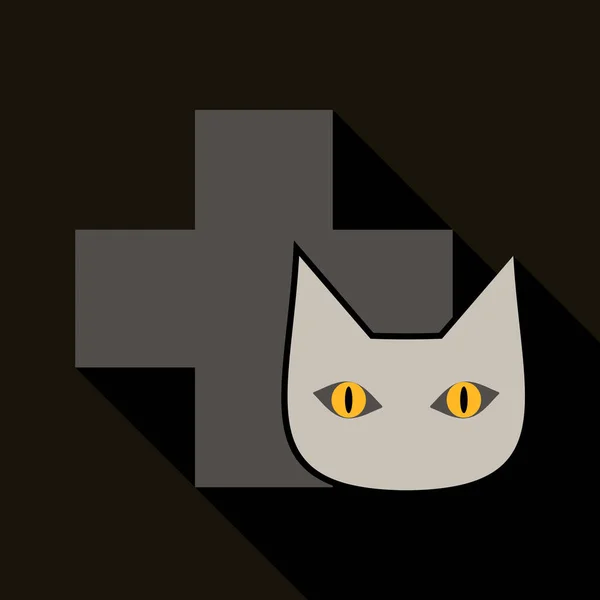 Web-Line-Symbol. Veterinärmedizin-Ikone Katze und Kreuz. — Stockvektor