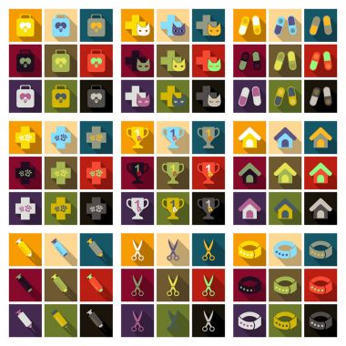 düz simgeler veteriner bilim kümesi