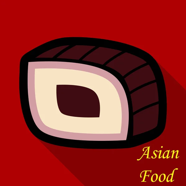 Icône Sushi dans un style plat avec une ombre — Image vectorielle
