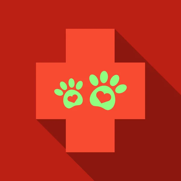 Κτηνιατρική κλινική σύμβολο. ζωικά πόδι εκτύπωση — Διανυσματικό Αρχείο