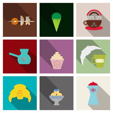 Kahve rengi çizilmiş koleksiyonu. Turk, bardak, fasulye, kruvasan, Kahve değirmeni, kahve makinesi, su ısıtıcısı, bardak, kahve, tarçın, yıldız anason ile kahve çanta ile Set vektör kroki çizim