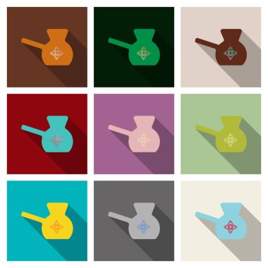 Sıcak kahve ile Turk, illüstrasyon kahve ve ferahlatıcı içki, vintage tarzı aromalı.