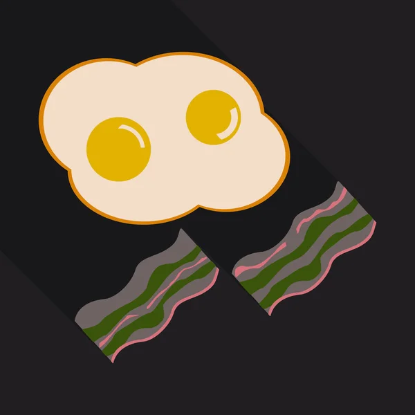 Fried eggs and slices of crisp bacon — Stock Vector
